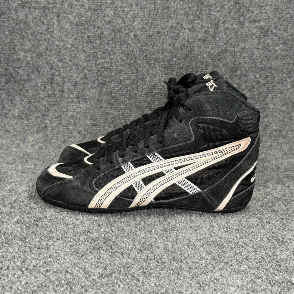 Asics Mosh Wrestling Shoes Boys 6 Black Suede Vintage Folkstyle Greco Boxing MMA